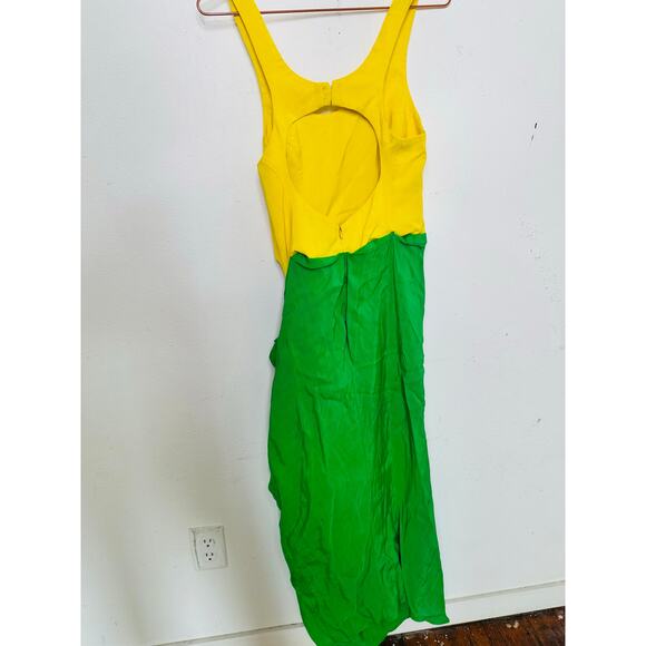 ROSIE ASSOULIN Women's Yellow Green Wrap Sarong Scoop Neck Beach Dress Size 6 - Picture 4 of 12